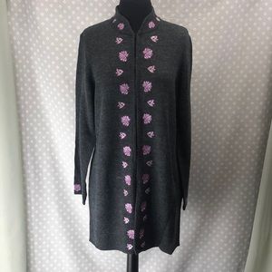 Jerry Lewis Charcoal & Purple Wool Sweater